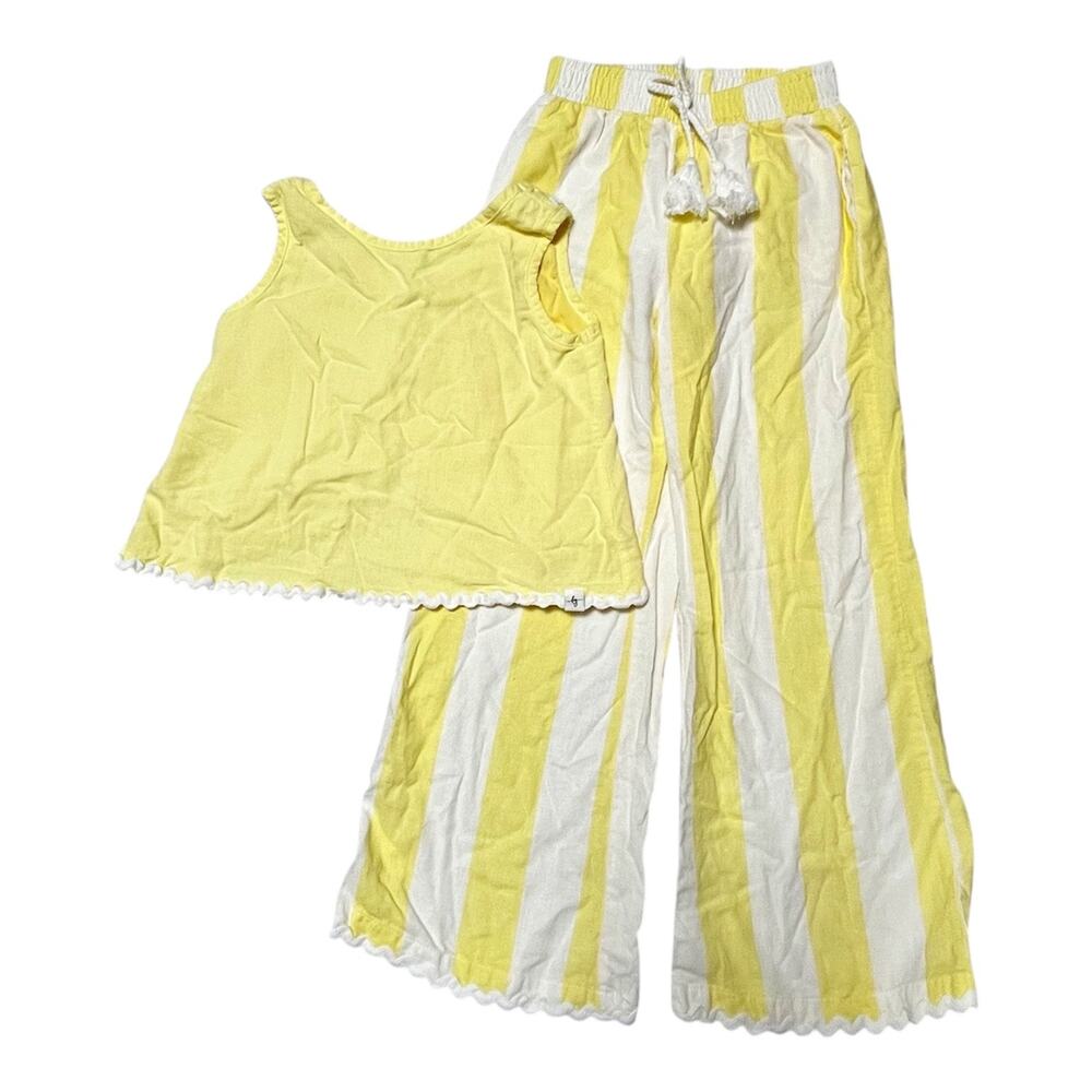 Love & Grow Lemon Stripe Bamboo Linen Pant Set Size 8